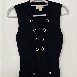 MICHAEL Michael Kors Black Knit Dress with Gold Eyelets